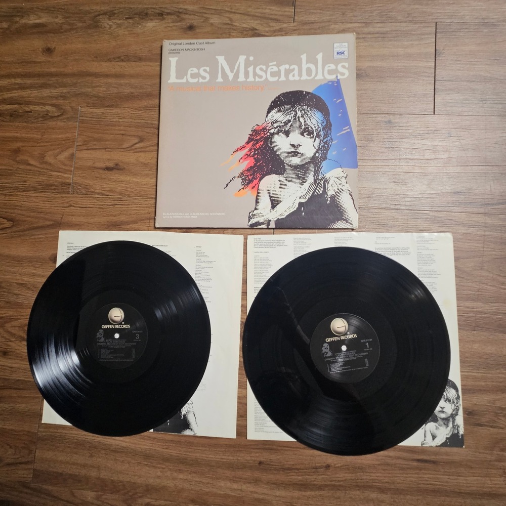 Les Miserables Original London Cast Album Geffen 1987 GHS 24151 2 LP EX EX/EX